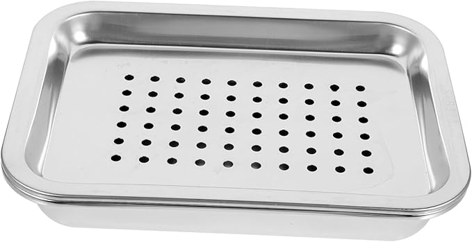 Cabilock Stainless Steel Germination Tray Set Rectangular Tea Serving Tray Deep Drainage for Efficient Filtration for Home and Garden Use