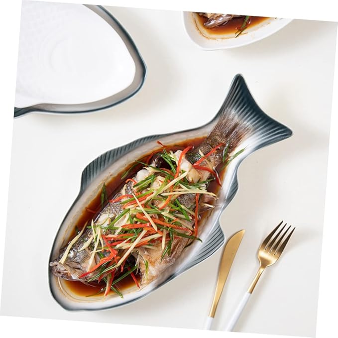 Zerodeko Ceramic Fish Shaped Dish Creative Plate for Snack Storage Unique Design for Home and Restaurant Use Eye-catching Serving Tray for Parties and Gatherings