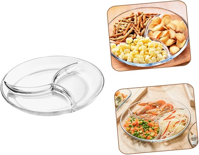NOLITOY Plates Lunchable Container Fruit Salad Plate Serving Tray Modern Kitchen Glass Tableware