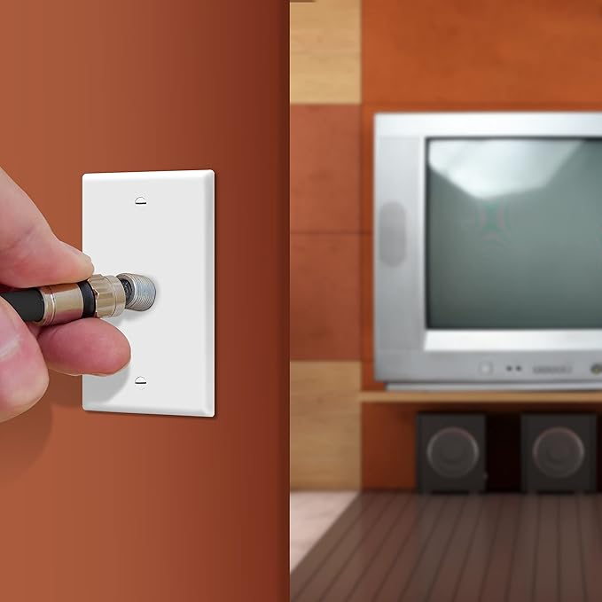 ENERLITES 0.625" Hole Phone/Cable Wall Plate, Standard Size 1-Gang 4.50" x 2.76", Polycarbonate Thermoplastic, 8861-W, White