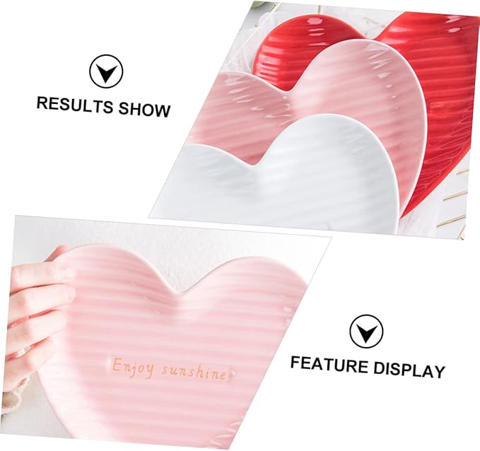 PRETYZOOM Heart Shaped Ceramic Steak Plate Food Serving Dish for Salads Desserts and More Romantic Dinners and Special Occasions and Unique Design