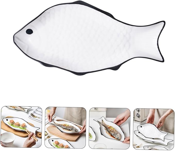 Ceramic Fish-shaped Steaming Dish Medium Smooth Surface for Serving Fish and Desserts Restaurants