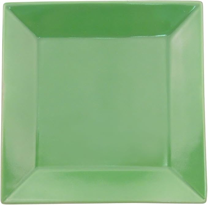 CAC China KC-16-G Color Arts 10-Inch Stoneware Square Plate, Green, Box of 12