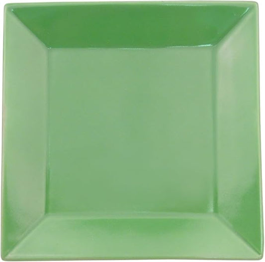 CAC China KC-16-G Color Arts 10-Inch Stoneware Square Plate, Green, Box of 12