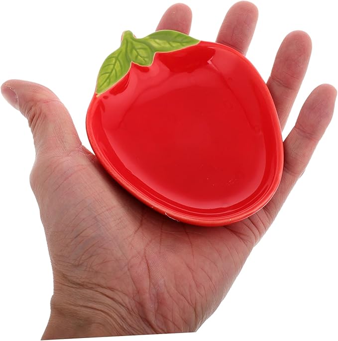 2pcs Ceramic Strawberry Appetizer Tray Creative Dish for Serving Sushi Snacks and Fruits for Dips Nuts and Candy Charming Dinnerware for Home and Events