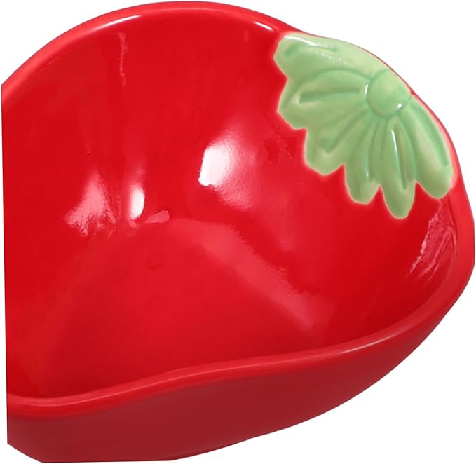 LIFKOME Ceramic Dipping Sauce Plate Multi-functional Appetizer Dish for Sauces Snacks and Seasonings Lightweight and Stylish Strawberry Bowl for Food Presentation