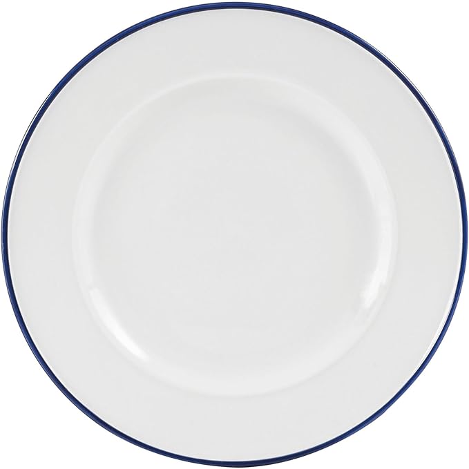 Everyday White by Fitz and Floyd Bistro Blue Band 12 Piece Dinnerware Set, Service for 4