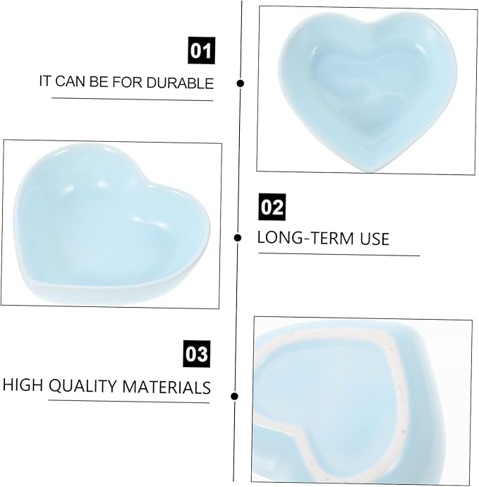 6pcs Heart Shaped Plate Sauce Container Serving Bowl Ceramic Appetizer Dishes Dessert Dish Bowl Seasoning Dishes Sushi Appetizer Plate Ceramics Dipping Sauce Bowl Purple re-usable (Color : Blu