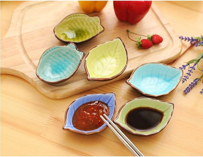Dipping Bowls 6 Pack Color Ceramic Plum Floral Pattern Sauce Dishes Plates Serving Saucers Bowl for Sushi Appetizer Snack Japanese Style Dinnerware Set Appetizer Plates (Color : D)