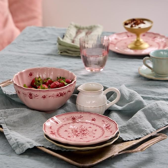 Costa Nova Ceramic Stoneware 7'' Appetizer Plate - Vila Collection, Pink-Red | Microwave & Dishwasher Safe Dinnerware | Food Safe Glazing | Restaurant Quality Tableware