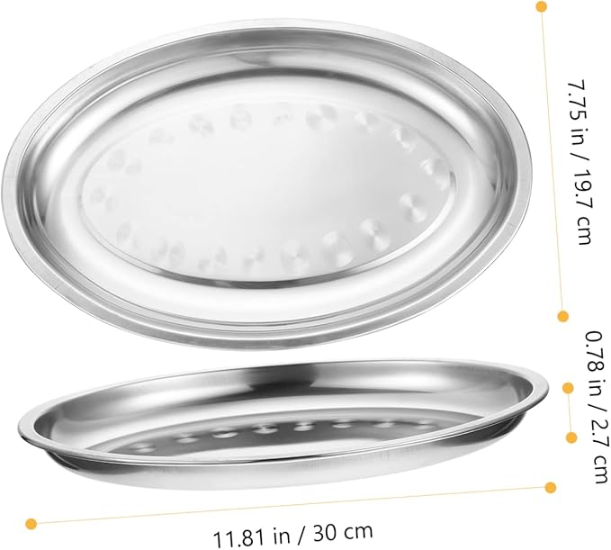 STOBAZA 1pc Stainless Steel Oval Serving Tray for Home and Restaurant Use Multi-function Pastry and Snack Dish Thickened Design for Desserts and Appetizers