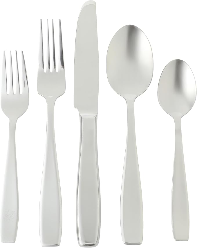 Gibson Home Castleford Flatware Utsensil Set, 20-Piece Stainless Steel Silverware Service for 4 – Modern Polished Finish
