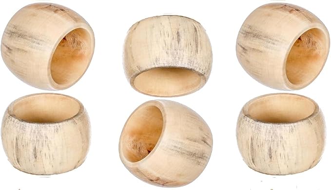 Napkin Rings Dining Table Napkin Holder, Classic Everyday Use Thanksgiving, Christmas Napkin Rings Buckles,Festive Party Gift Farmhouse for Table (Wood Rings Unfinished Set of 12)