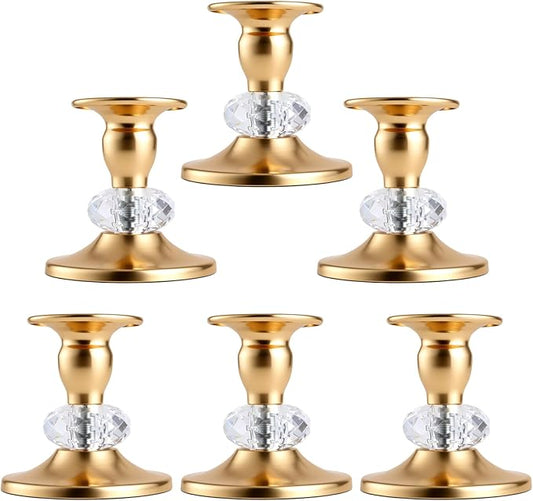 Candlestick Holders Taper Candle Holders, Candle Stick Candle Holder for Table Centerpiece, Wedding Reception, Festive Christmas Mantel Decoration or Home Decor(Gold, 3 Sets(6 Pcs))