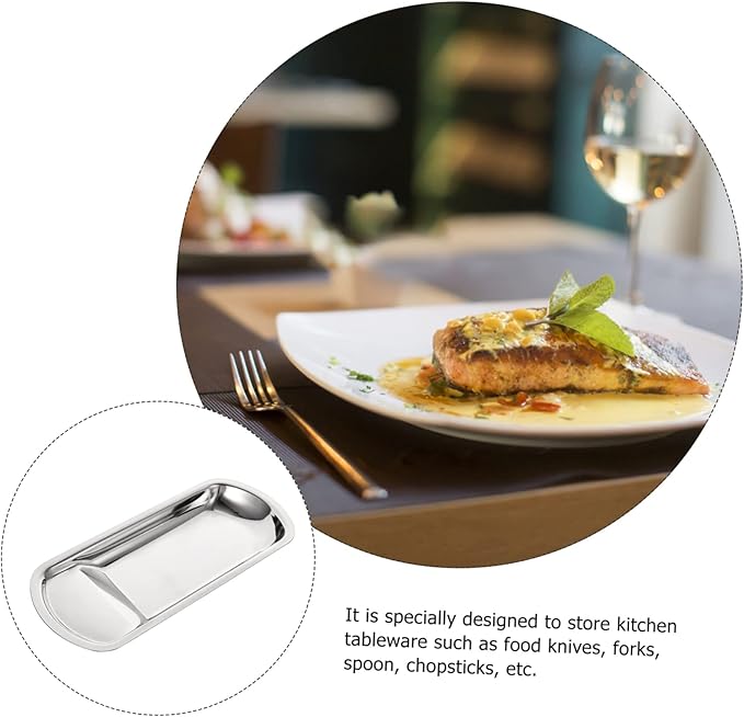 Unomor Spoon Rest Ladle Plate Silverware Countertop Kitchen Tool Stainless Steel Serving Tray Buffet Plate