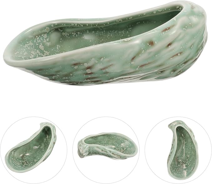 BESPORTBLE Ceramic Oyster Shell Plate Lightweight Food Storage Dish for Appetizers Sauces Caviar and Desserts Smooth Surface Easy to Clean Dishwasher Safe Vintage Style Serving Plate