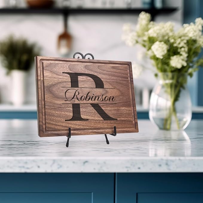 Personalized Cutting Board, Custom Wedding, Anniversary or Housewarming Gift Idea, Wood Engraved Charcuterie, for Friends and Family, Monogram Initial Design 004