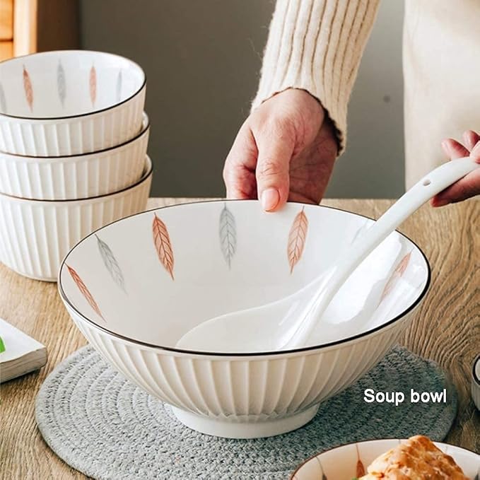 38 Pcs Dinnerware Sets, Chinese Style Porcelain Tableware Set with Plates and Bowls, White Ceramic Dinner Set for Home Kitchen and Dinning, Microwave and Dishwasher Safe,