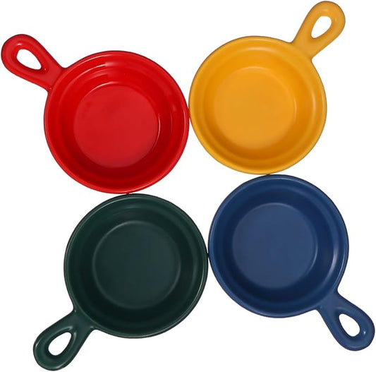 4Pcs Creative Ceramic Sauce Dishes Japanese Style Appetizer Plates for Dipping Sauces Snacks Fruits and Veggies Dessert Trays for Home and Restaurant Use