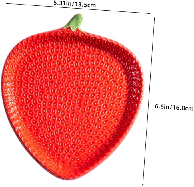 Zerodeko Strawberry Shaped Ceramic Appetizer Plates Charming Porcelain Snack Dish for Sushi Pastries and Desserts Compact and Portable for Home Gatherings and Outdoor Picnics