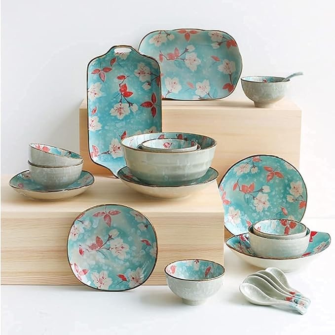 Porcelain Dinnerware Sets Plates and Bowls Sets 11 Pcs Dinnerware Sets, Porcelain Tableware Set with Plates Dishes and Bowls, Ceramic Dinner Set, Microwave and Dishwasher Safe
