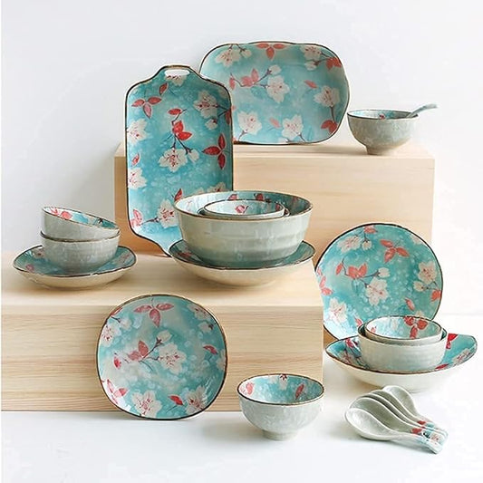 Porcelain Dinnerware Sets Plates and Bowls Sets 11 Pcs Dinnerware Sets, Porcelain Tableware Set with Plates Dishes and Bowls, Ceramic Dinner Set, Microwave and Dishwasher Safe