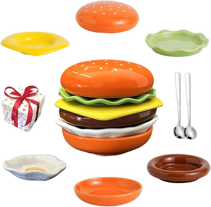 Burger 6-layer Mini Plates Sushi Dip Starter Dessert Snack Plate 8-piece Combination Set