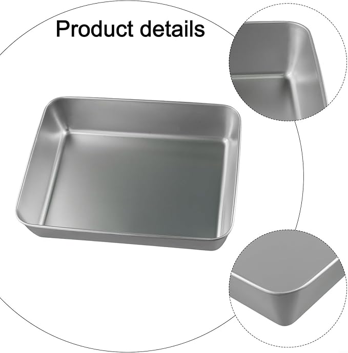 Stainless Steel Serving Tray with Deep Edges, Rectangular Food Platter for Kitchen, Camping, Picnics, School Cafeteria, Dishwasher Safe, Silver(25 * 20 * 5.5)