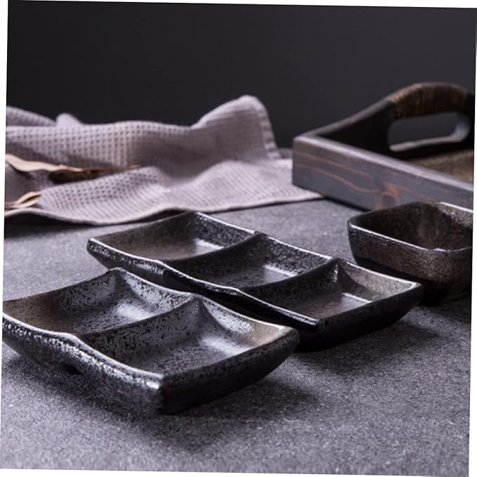 Alipis 2Pcs Ceramic Flavor Dishes Square Shape Appetizer Plates for Dipping Sauces Snacks and Condiments Versatile Food Sauce Bowls for Home School and Travel
