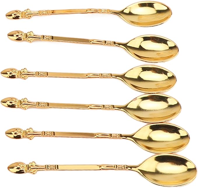 Zerodis European Style Food Plate, Zinc Alloy Snack Storage Platter Set with Spoon, Elegant Serving Tray for Steaks Pasta Fruits At Parties (Gold)