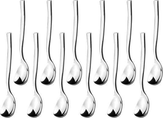 12 Pieces Stainless Steel Gelato/Ice Cream Spoons, Shovel Dessert Spoons for Yogurt, Tea, Cocktail, Sugar