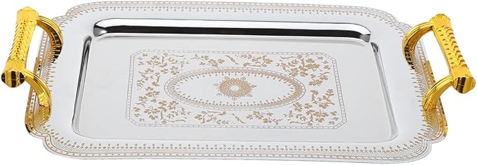 Retro Silver Tray European Style Fruit Serving Tray Double Handle Made for Use