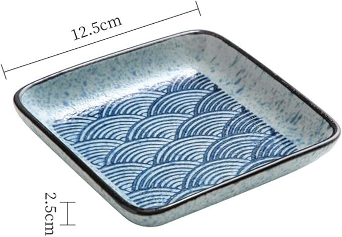 Sauce Dish Ceramic Square Plate Commercial Cuisine Grilled Meat Small Dishes Snack Plate Restaurant Tableware Household Ceramic Plate Snack Plate(B)