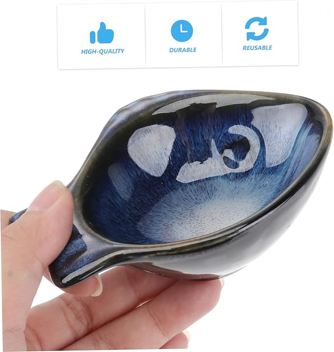 Amosfun Fish-Shaped Ceramic Sauce Dish for Dipping and Seasoning 6-Inch Appetizer Plate Decorative Dish for Home and Dining for Serving Soy Sauce and Condiments