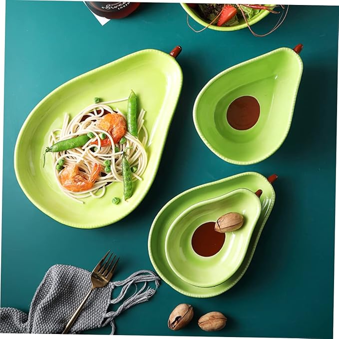 Avocado Shape Ceramic Plate Serving Dish Appetizer Serving Tray Salad Fruit Plate Dinnerware