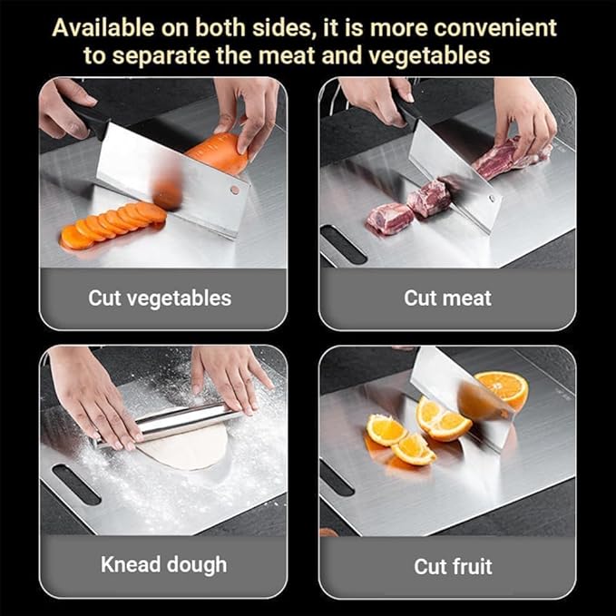 Generic Titanium Cutting Board, Stainless Steel Food Grade Cutting Board, Titanium Cutting Board for Kitchen, 14 * 10 Inch, Meat, Fruit, Vegetable Cutting Boards, Medium, Silver