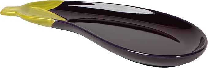Now Designs Eggplant Collection Stoneware Dish, Eggplant Shaped, W4.5 x L10.25in, Dishwasher & Microwave Safe