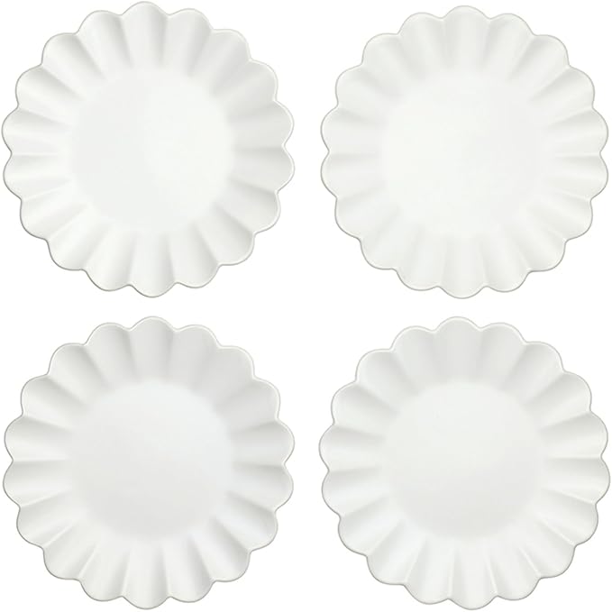 Santa Barbara Design Studio Appetizer Plate Set - 6" Ceramic Dessert Plates with Scalloped Rim, 4-Count, White
