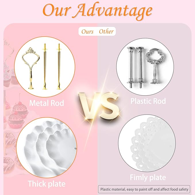 10 Pcs Cupcake Stand Set-Dessert Table Display Set-Cupcake Display Stand-Cupcake Tier Stand With 4x large 3-Tier Cupcake Stands + 6x Appetizer Trays Perfect for Wedding Baby Shower Home Birthday(Wave)