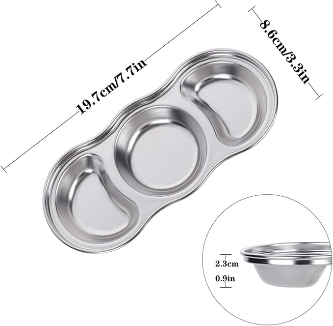 Ceramic Cutlery Salad Bowl 5pcs Household 304 Stainless Steel Seasoning Plate Appetizer Plates Serving Dish Suitable for Appetizer, Seasoning, Vinegar, Salad, Soy Sauce Small bo (XSmall)