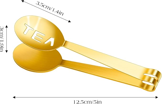 2 Pack Tea Bag Squeezer, Tea Tongs Metal Stainless Steel Squeezer Tongs Teas Filter Spoon Clamp Teas Strainer Holder Clip for Gripping Loosing Leaf,Ice Lemon Slice (Golden and Silver)