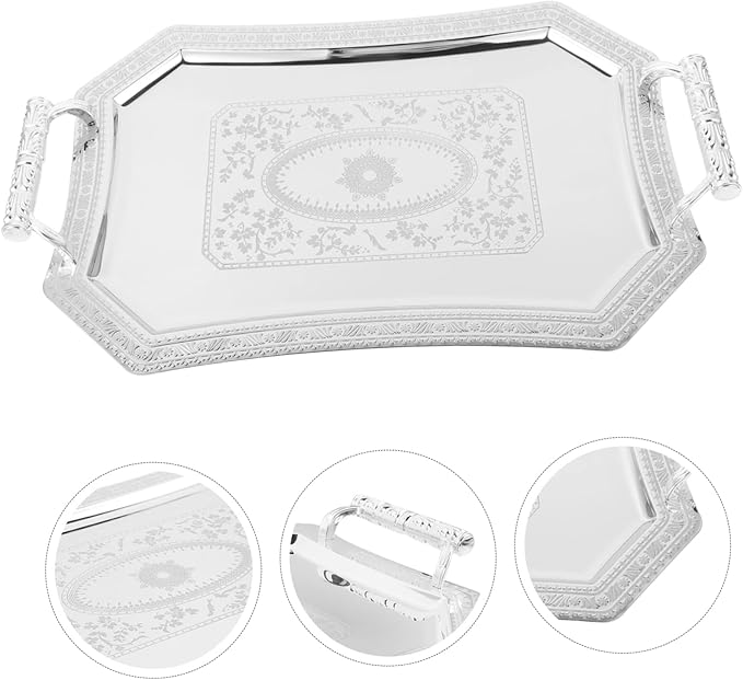 Cabilock Elegant Double Ear Food Serving Tray Decorative Party Platter Snack Plate for Bathroom Countertop