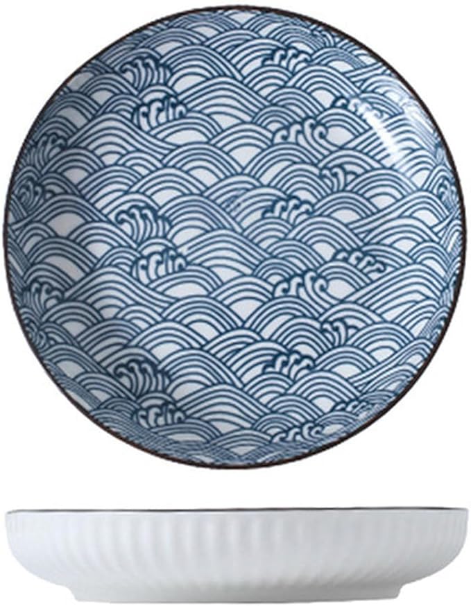 7-Inch Japanese vertical deep plate, household minimalist ceramic tableware - 2 waves