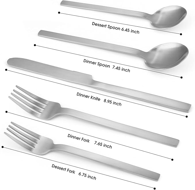 Silverware Set, LAZAHOME 40-Piece Flatware Cutlery Set Service for 8, Stainless Steel Kitchen Utensil Set, Spoons And Forks Set, Matte Finished, Dishwasher Safe