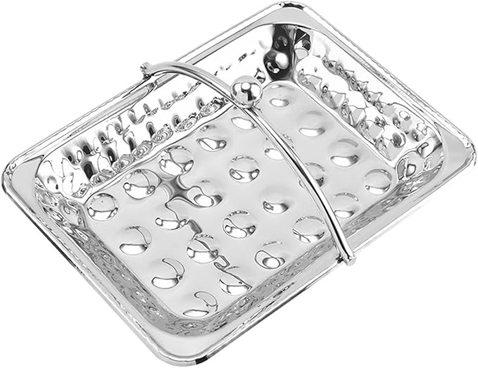 Metal Vanity Tray Stainless Steel Serving Tray Multifunction Jewelry Plate Guests Hand Towel Storage Tray for Perfume Home Use, Silver