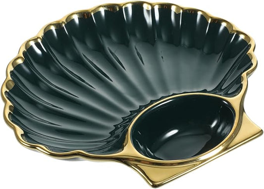 Mikinona Dumpling Dish Sauce Grid Sauce Dish Dipping Bowl Appetizer Plate Shell-shaped Plate