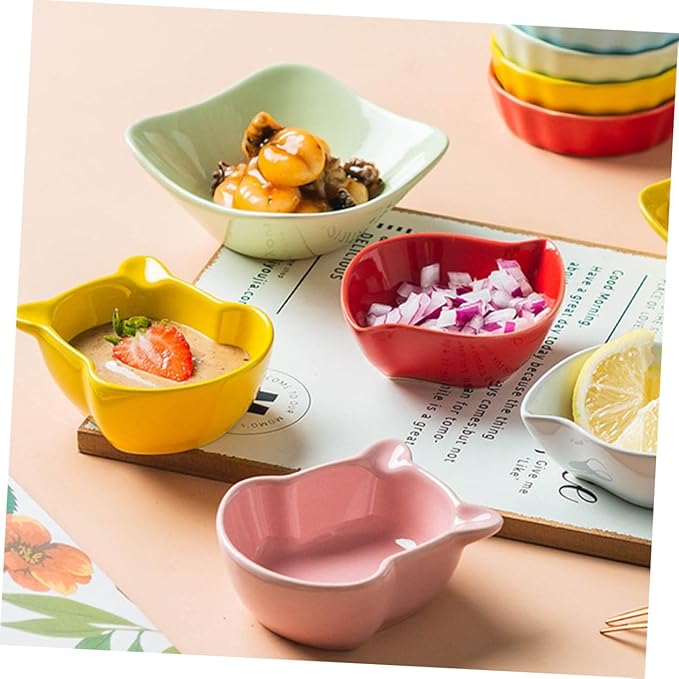 4 Pcs Ceramic Saucer Dish Food Tray Saucers Bowl Appetizer Plates Ceramic Dip Bowls Dipping Sauce Dish Bear Shaped Saucer Dish Seasoning Dipping Dish Tableware Ceramics Red Sushi