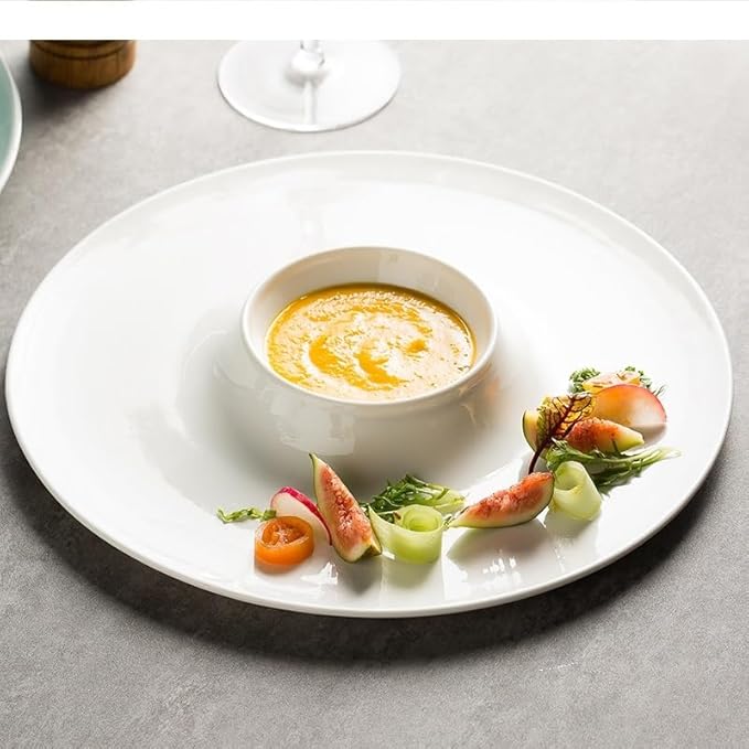 Appetizer Plates Ceramic Plate Pasta Steak Plate Sushi Plate Creative Restaurant Round Tableware Snack Dessert Plate Cheap Plates(A)