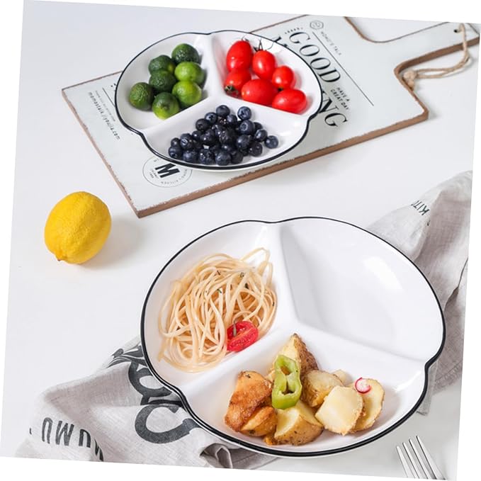 Ceramic Divided Plate Portion Control Dinnerware Heat Resistant Porcelain Tray with Compartments for Diet Parties Salads Appetizers and Home Use