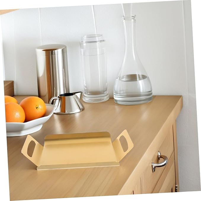 Decorative Stainless Steel Serving Tray with Handles Thickened Buffet Platter for Parties and Events Elegant Design for Snacks Desserts Tea